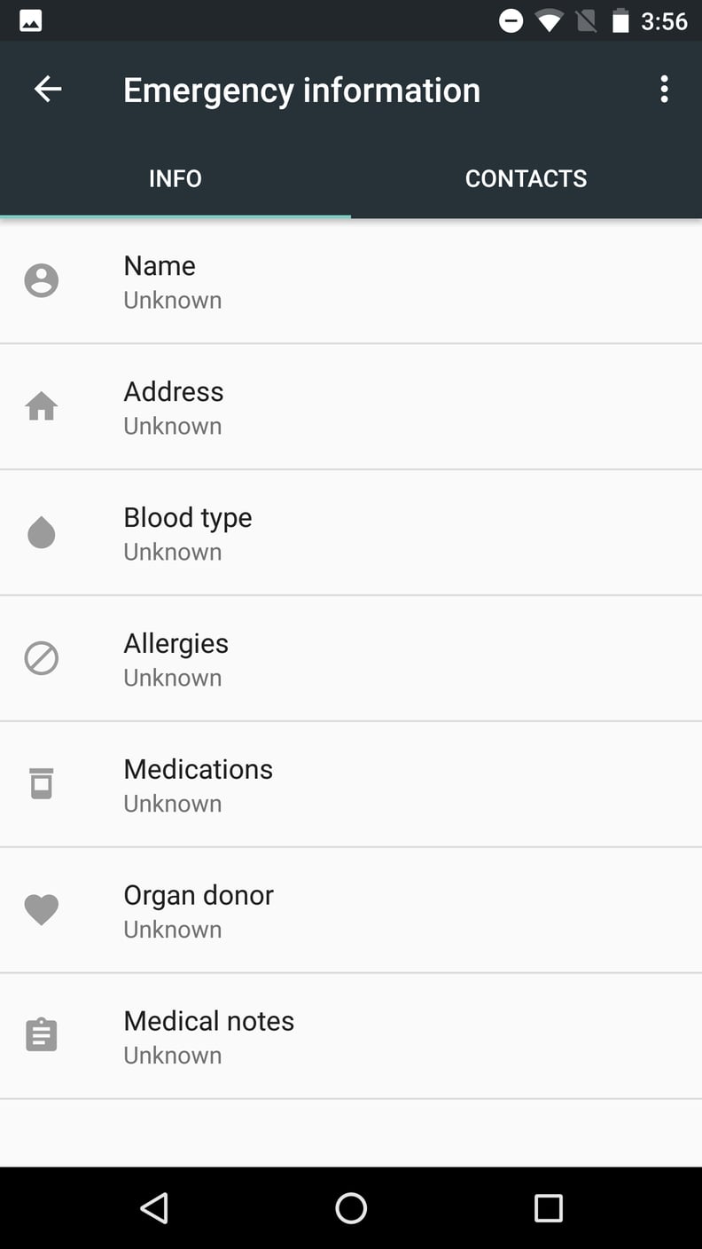 Add in emergency information.