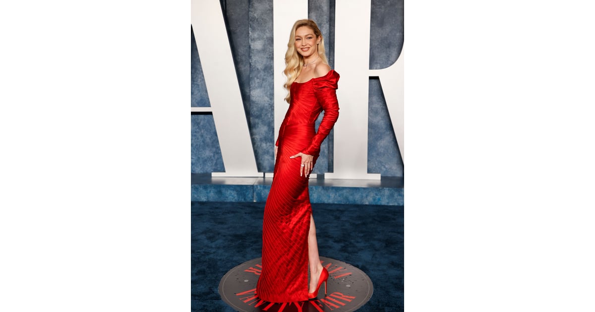 Gigi Hadid Goes Red-Hot in Zac Posen at Vanity Fair Oscars Party 2023 –  Footwear News