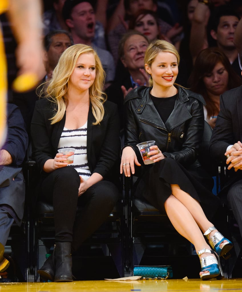 Dianna Agron and Amy Schumer sat courtside at a Lakers game in LA on Wednesday.