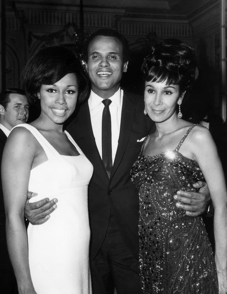 In this photo from 1965, Belafonte poses with Carroll and his then-wife Julie Belafonte.
