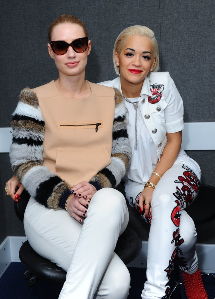 Iggy Azalea and Rita Ora were all dolled up for their stop by the KISS FM studios in London on Thursday.