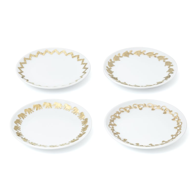 Porcelain Dessert Plates With Gold-Embossed Rim ($25)