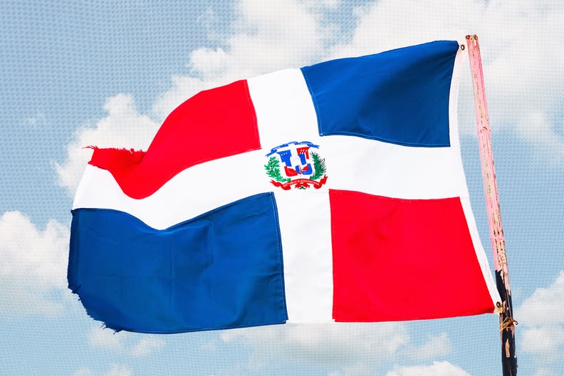 A Dominican Republic flag flies in the wind.