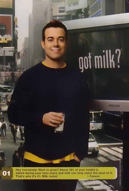 TRL host Carson Daly posed with a milk mustache right in the MTV Studios.