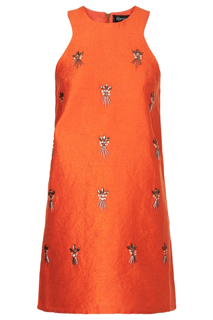 Topshop Orange Embellished Aline Dress ($130)