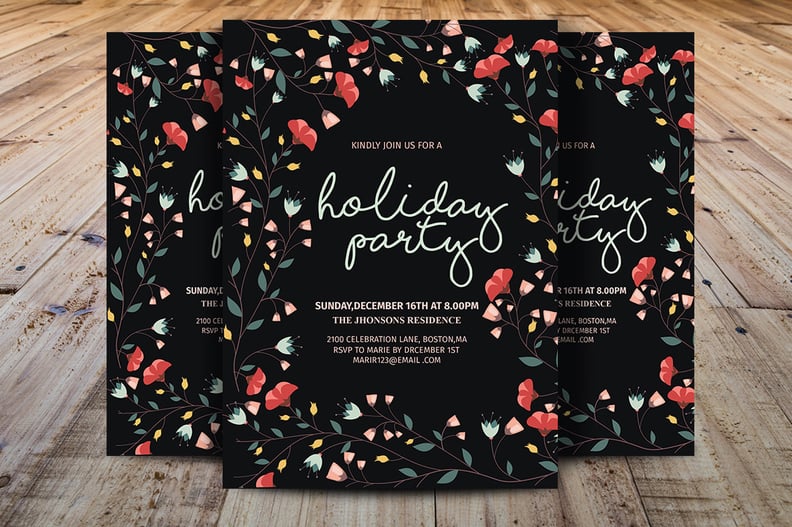 Flower Holiday Party Invitation