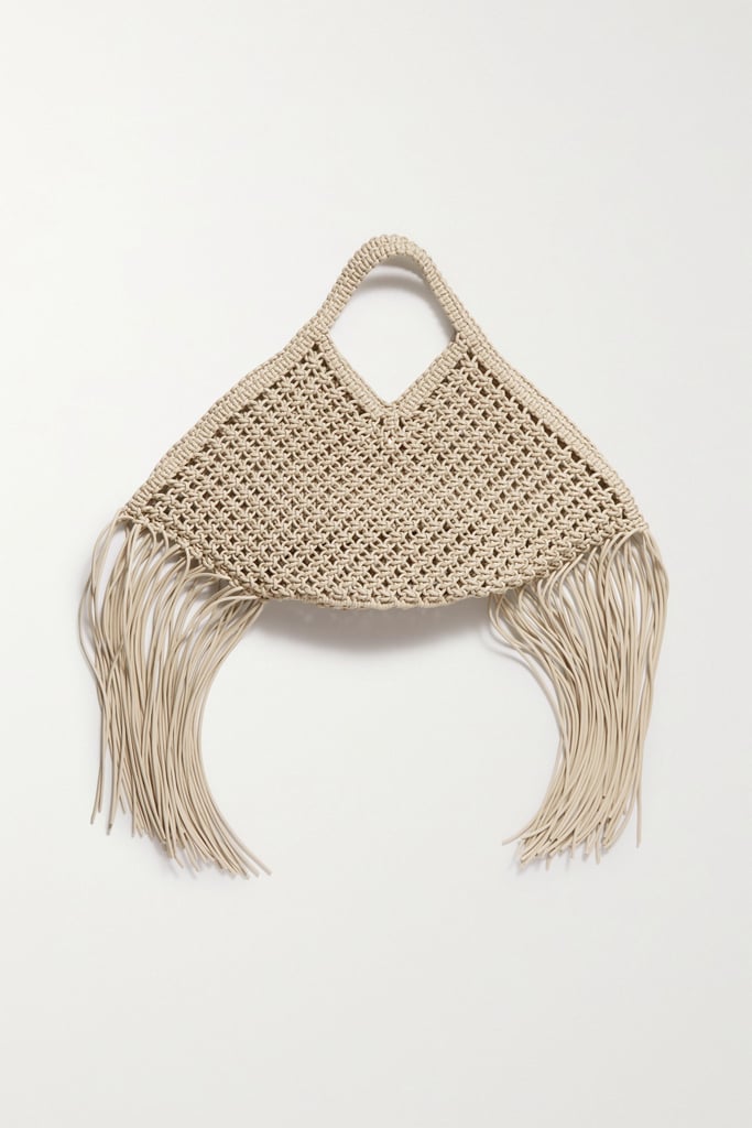 Yuzefi Off-White Basket Large Fringed Woven Leather Tote
