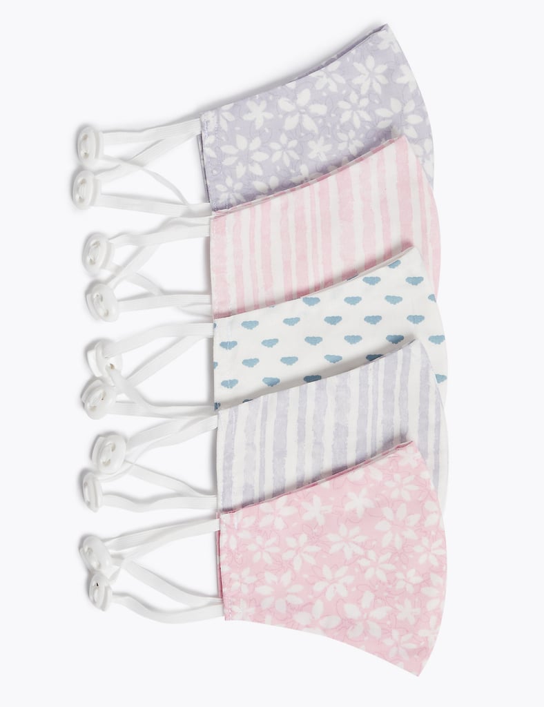 Marks & Spencer 5 Pack Reusable and Adjustable Kids' Pink Patterned Face Coverings