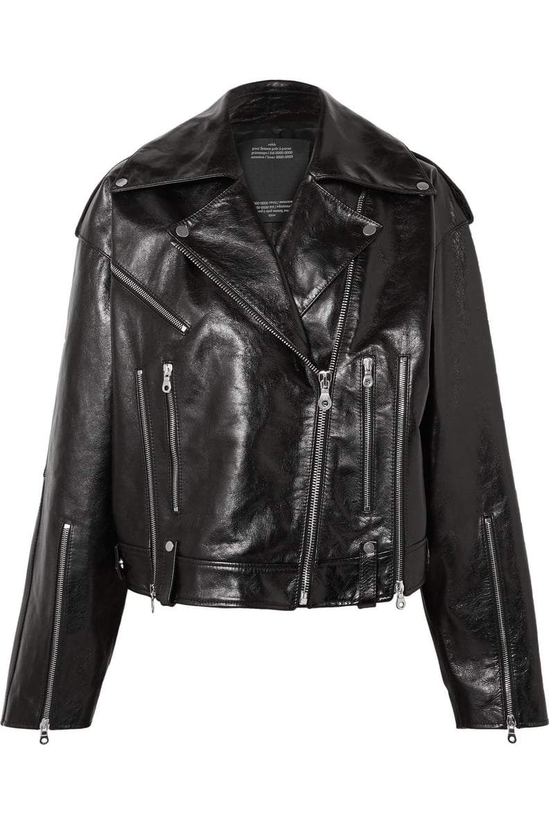 Rokh Oversized Glossed Leather Biker Jacket