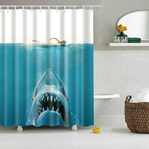 Waterproof Jaws Bath Shower Curtain