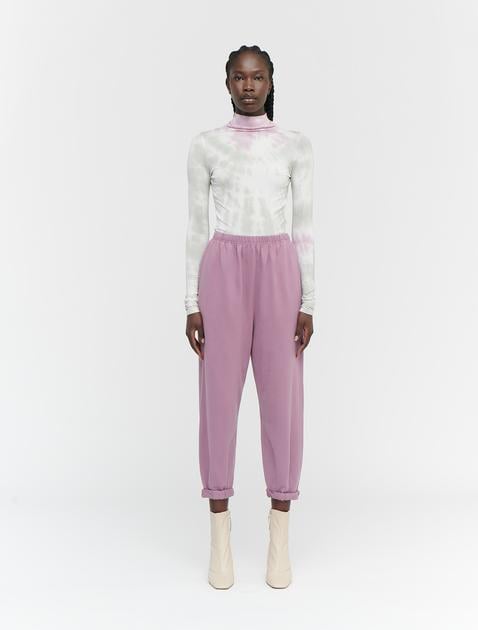 Ninety Percent High Cowl Neck Long Sleeve Top Tie Dye
