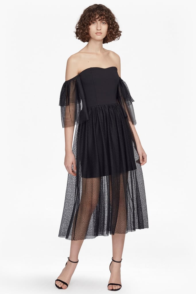 Who says tulle is only for the bride? This French Connection Valentin Sheer Jersey Off-Shoulder Midi Dress ($248) is floaty, flirty, and totally festive.