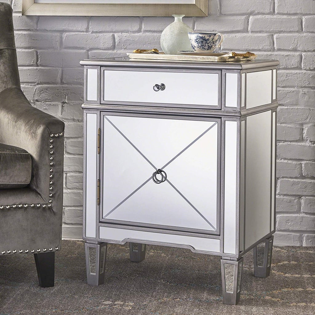 Silver Finished Mirrored Two-Drawer Cabinet