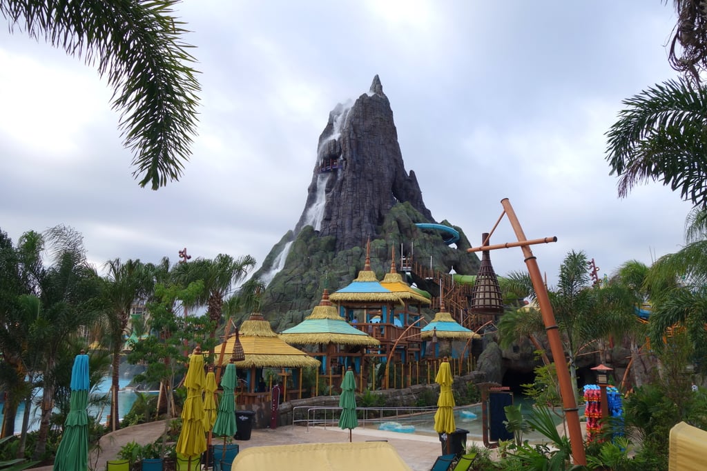 I love that you can see the volcano from everywhere in the park, even when you're floating into a pool at the end of a slide.