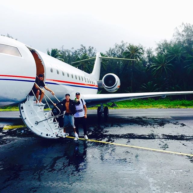 Justin Bieber shared this photo of him boarding a private jet, with the simple caption, "Happy 4th."