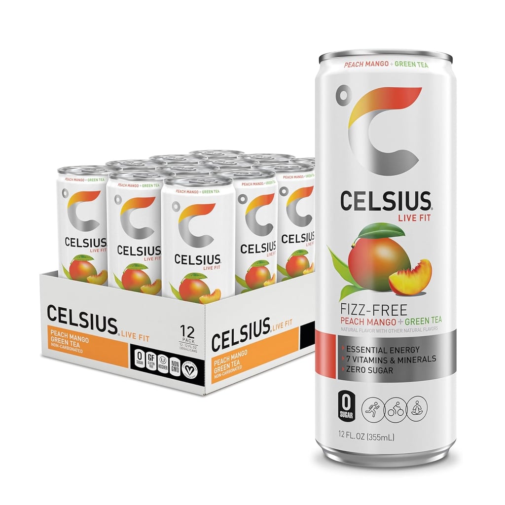 Celsius Peach Mango Green Tea, Functional Essential Energy Drink ($16, originally $20)
If you're looking for a refreshing way to fuel your day without the jitters, Celsius is a must-try. This non-carbonated option delivers essential energy with a boost of green tea extract and 200mg of caffeine, all without sugar, artificial preservatives or high fructose corn syrup.