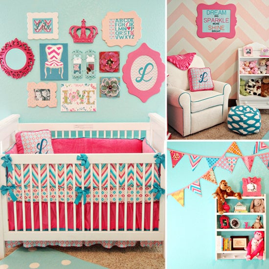 A Bold Aqua and Pink Baby Girl's Room