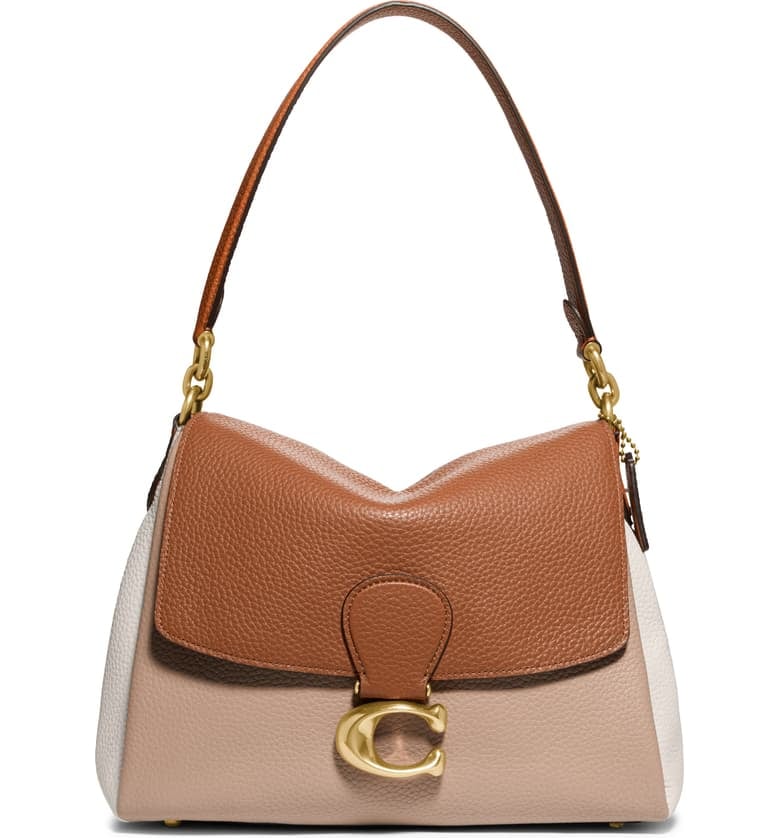 Coach May Colorblock Pebble Leather Shoulder Bag