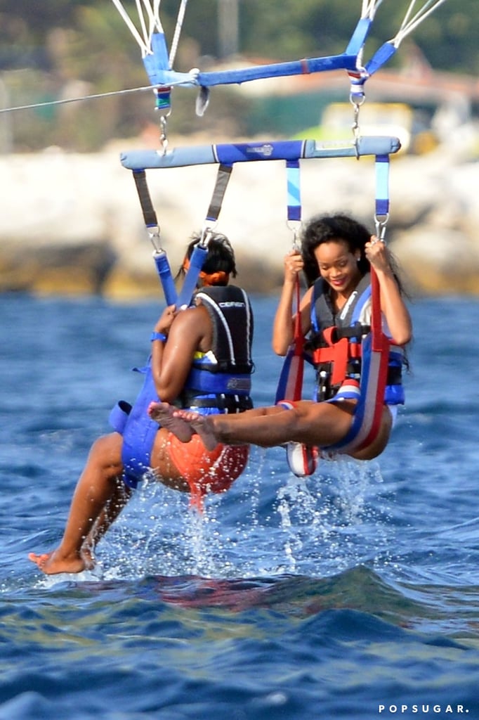 Rihanna went parasailing with friends in St.-Tropez in July 2012.