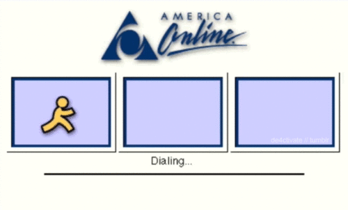 Waiting for the internet to dial up.