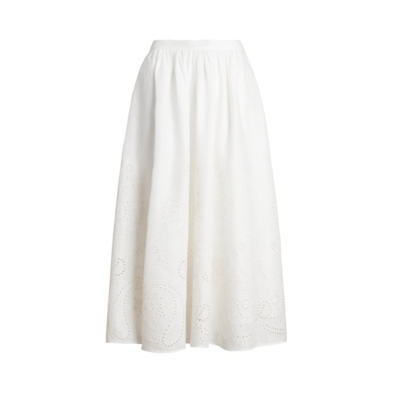 Polo Ralph Lauren Eyelet Linen Midi Skirt