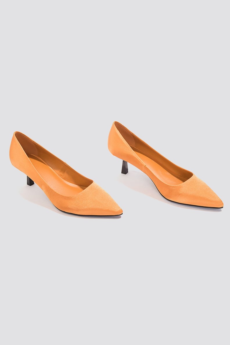 NA-KD Shoes Satin Kitten Heel Pumps Orange