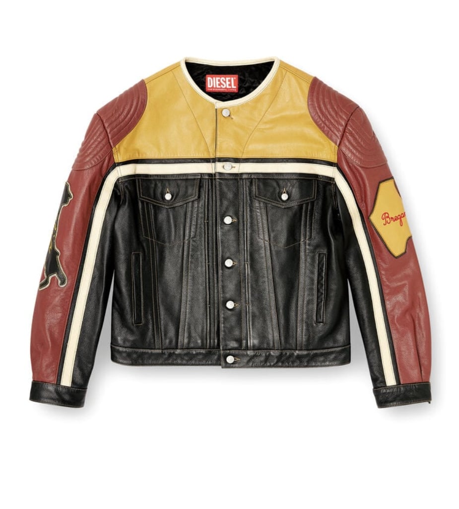 Diesel Leather Jacket With Patch Details