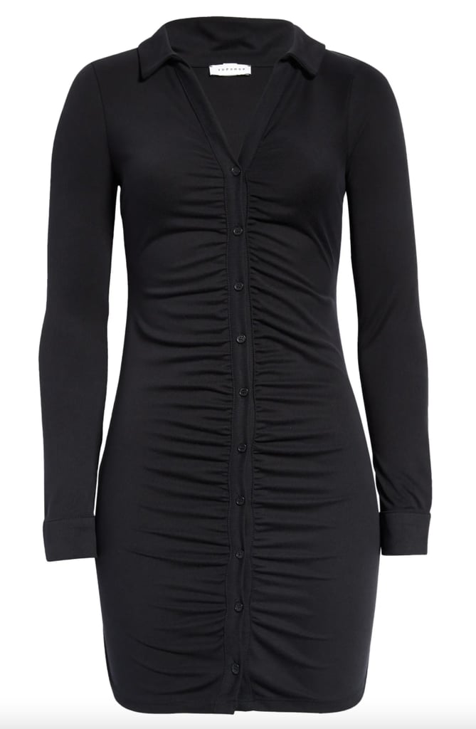 A Day-to-Night Style: Topshop Ruched Long Sleeve Minidress