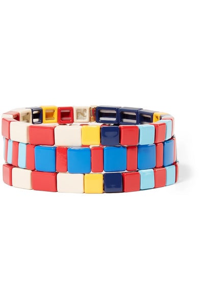 Roxanne Assoulin Regatta Set of Three Enamel and Gold-Tone Bracelets