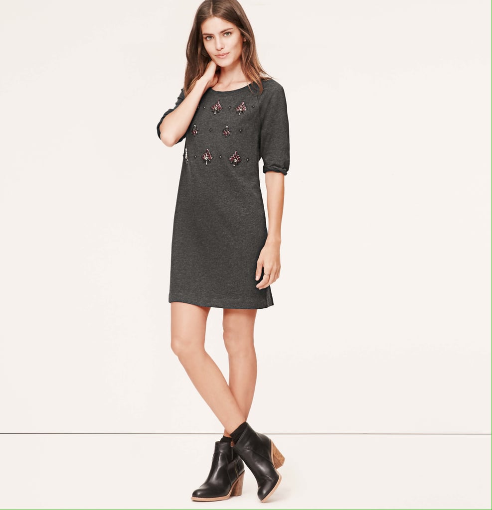 Loft Embellished Sweatshirt Dress