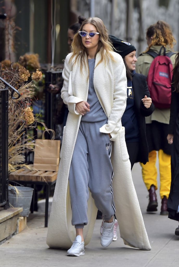 Even sweatpants look chic with a long duster thrown over top.  
