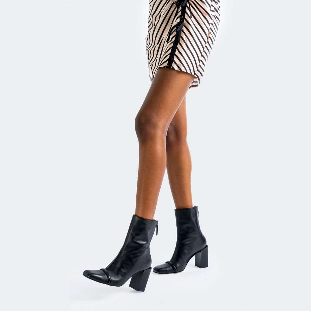 Chelsea Paris Gigi Boots in Black ($495)
PS: How do you feel about the current coverage of Black founders in the media? What can journalists and media companies do to improve it?
TE: There's progress, but there's still a lot of work to be done. Yes, with the 2020 racial reckoning, now people are trying to include more Black designers. But I think that we as Black creatives need to hold the retailers accountable. We need to demand more. We want all the progress that was made in 2020 not to be lost. We have to keep demanding inclusivity. We have to keep demanding diversity because my goal and my hope is that one day it won't just be, "You are a Black designer. It would just be that you get recognized because you're talented."
PS: What does a world that truly practices "Diversity, Equity, and Inclusion" look like to you?
TE: In an ideal world, diversity, equality and inclusion matter. Diversity is extremely important to me because it also goes back to representation because if you want to inspire people, mentoring is really big. I didn't have a mentor, but I feel like if you don't see somebody doing things like you do, in as much as you dream it and you're not able to put a picture to it, I think you're more scared to follow your dreams. So companies or retailers and the fashion world need to find diverse creatives and make sure that their product stack represents the country and its purchasing power.
With the Fifteen Percent Pledge, I love what they're doing — holding companies accountable. You can't tell me that you can't find a luxury designer. A lot of people sought me out during 2020, but I've been there. They didn't look, if they looked, they would've found me. So there's a responsibility that should also be on the retailers or the fashion world to make sure that they're doing the work to have a diverse workforce or a diverse product mix.