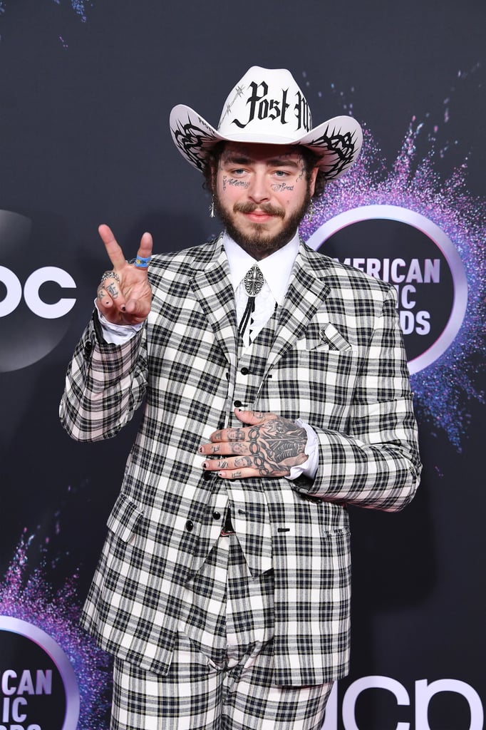 Post Malone's Checkered Black and White Suit at the AMAs