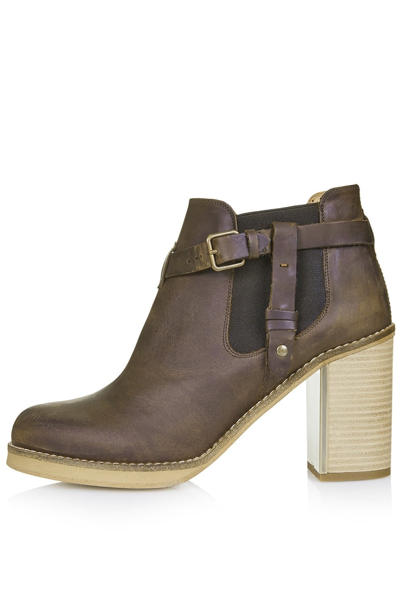 Topshop Brown Leather Ankle Boots