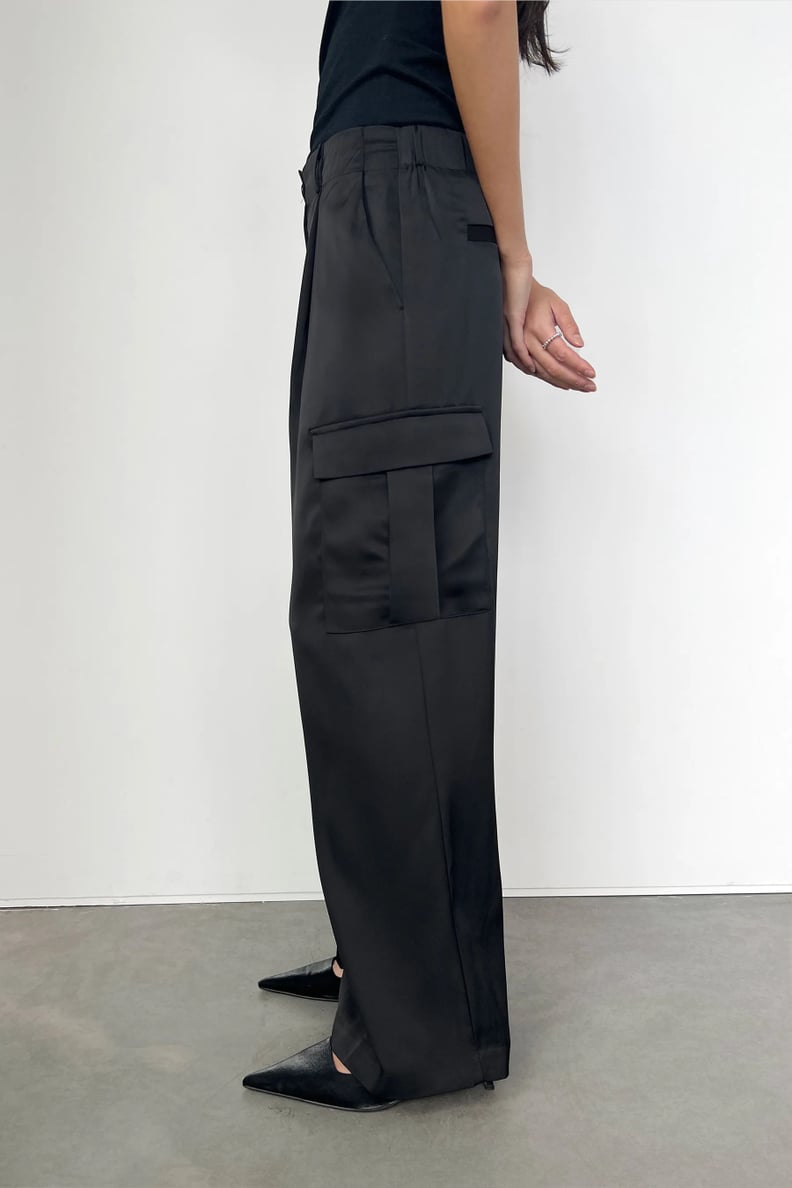 Oak + Fort Satin Trousers With Cargo Pockets