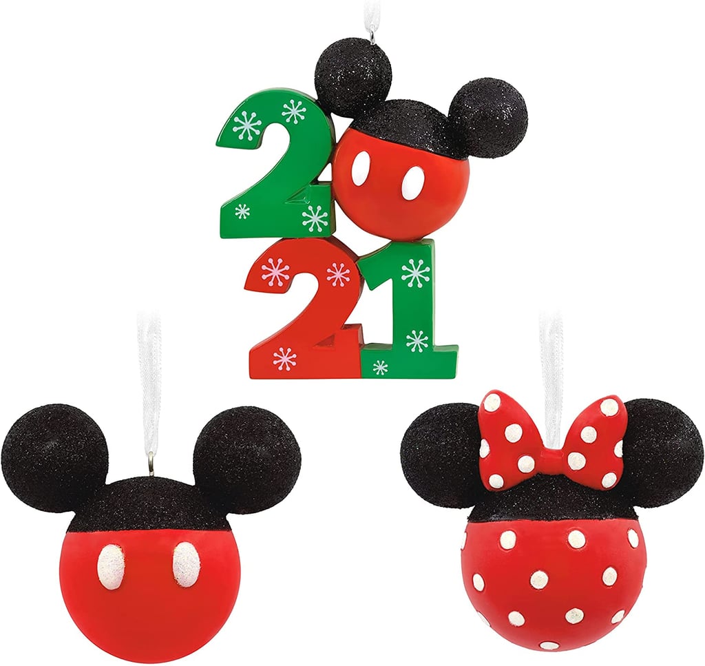 A Disney Ornament Set: Hallmark Disney Mickey and Minnie Icons 2021 Christmas Ornaments