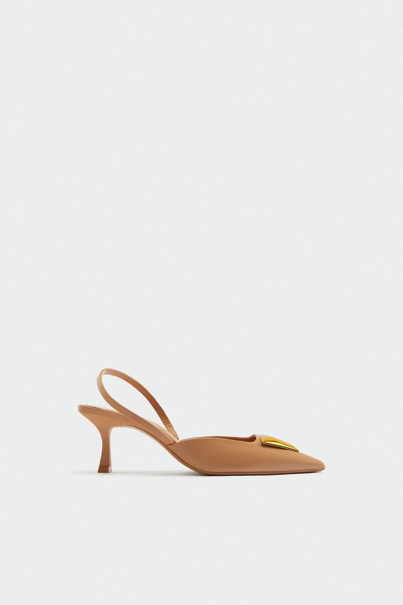 Kitten Heels Under $100: Zara Leather Kitten Heel Shoes