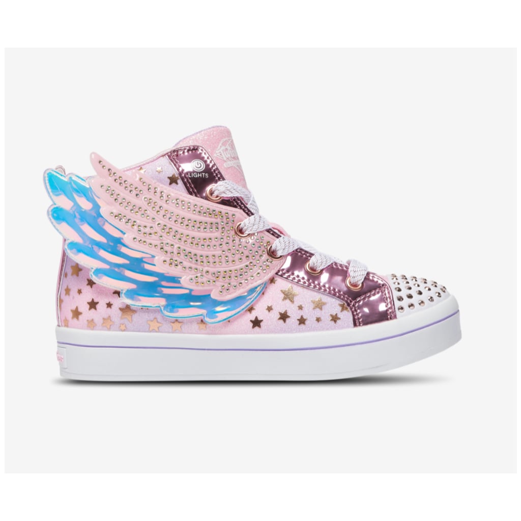 Skechers Twi-Lites 2.0 Pre-School High-Top Sneakers ($65)
There's something extra exciting about unwrapping a first-ever pair of light-up sneakers. This pair delivers with playful details kids will love, including rhinestone accents, a tulle bow, fairy-wing details, and a pretty pink colorway.