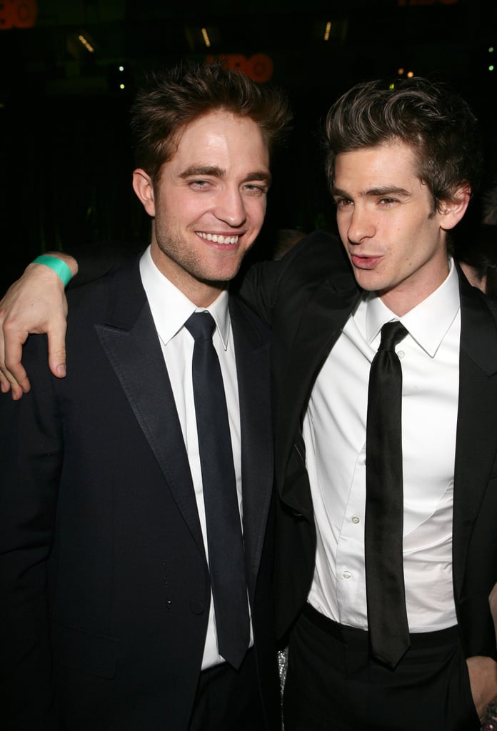 Robert Pattinson and Andrew Garfield had a laugh at HBO's Golden Globes afterparty in January 2011.