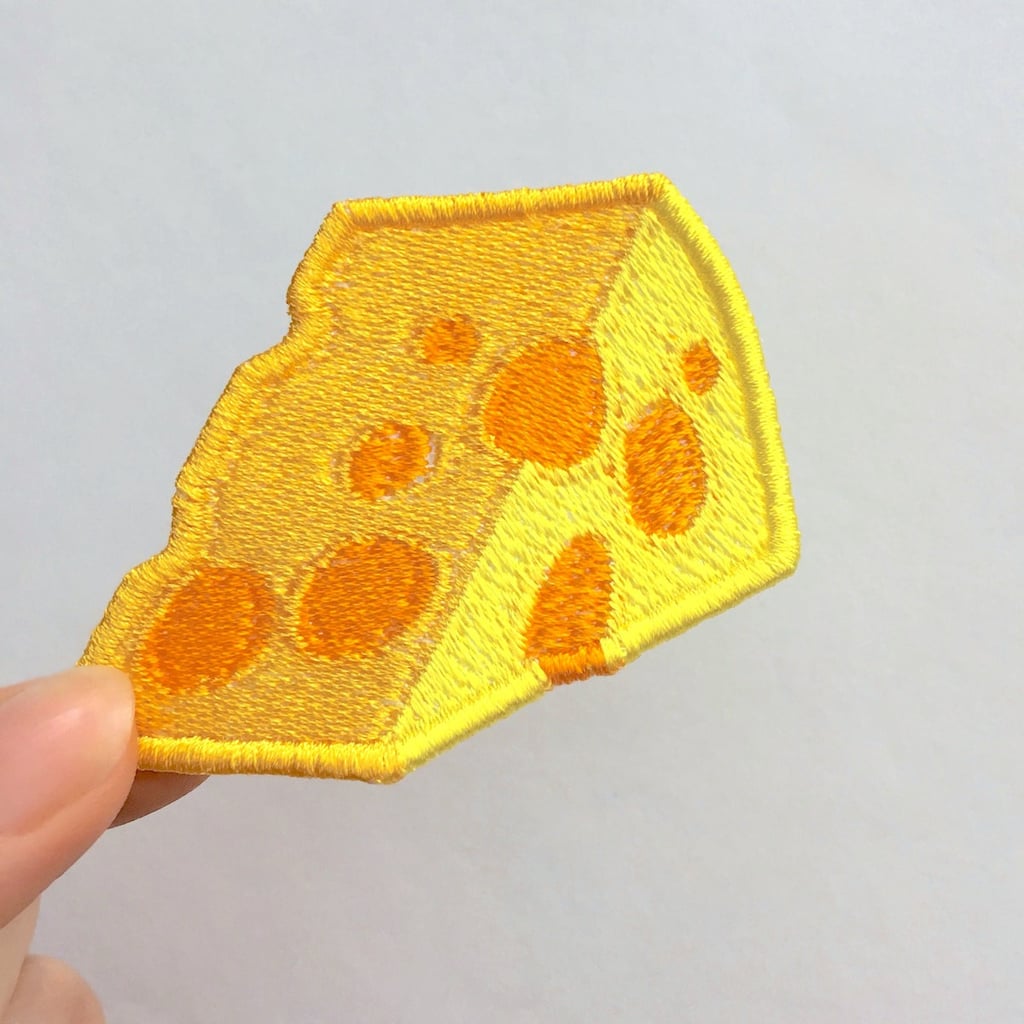 Embroidered Cheese Wedge Emoji Patch ($5)