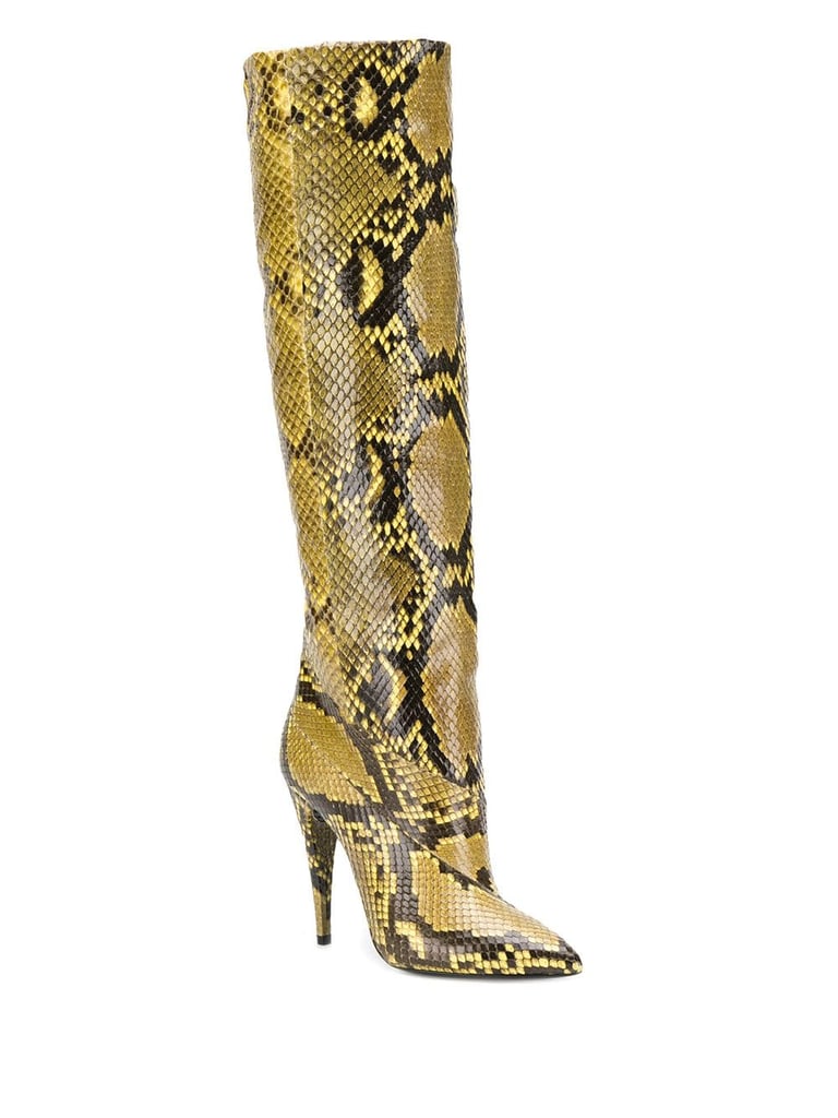 Yellow snakeskin booties top