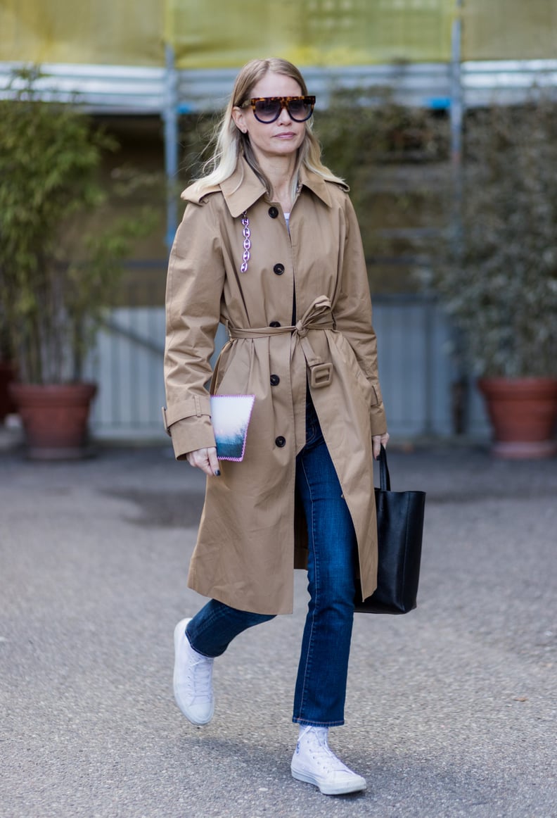 Slim Straight-Leg Jeans + Canvas High-Top Sneakers