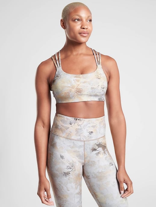 Athleta Elation Ultra High Rise Gilded Tight and Hyper Focused Gilded Bra