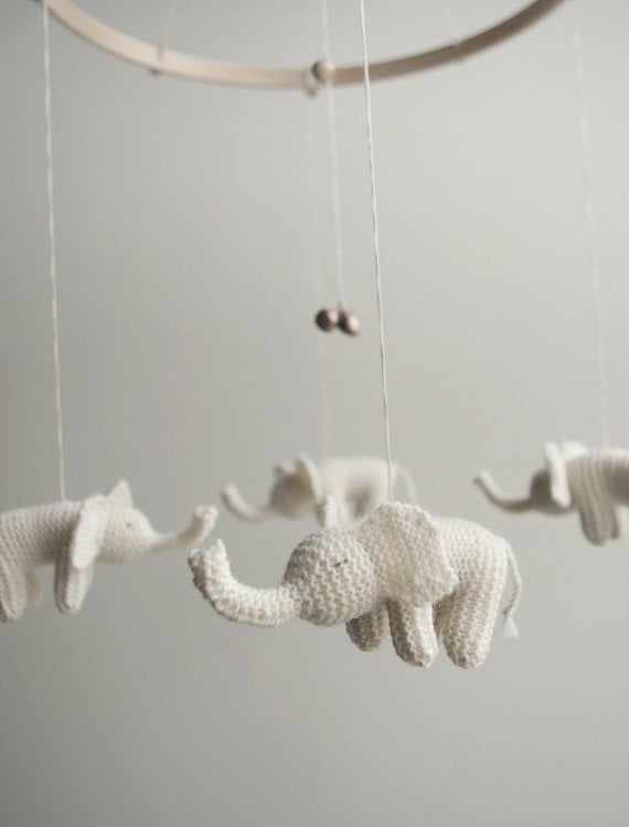 crochet elephant mobile