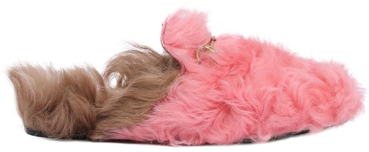 gucci women's princetown leather & lamb fur mules