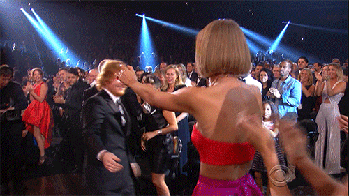 Taylor Swift and Ed Sheeran shared a sweet hug before she continued hyperventilating.