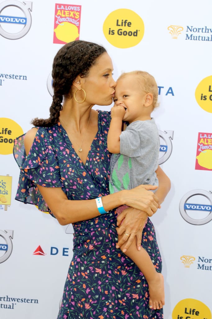 Thandie gave Booker a smooch at an LA event in September 2015.