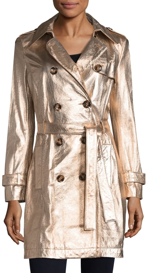 Red Valentino Double Breasted Leather Coat