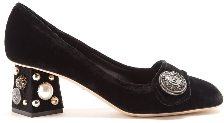 Dolce & Gabbana Block-Heel Velvet Pumps