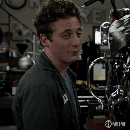 When he gets to work on the motorcycle in season eight.